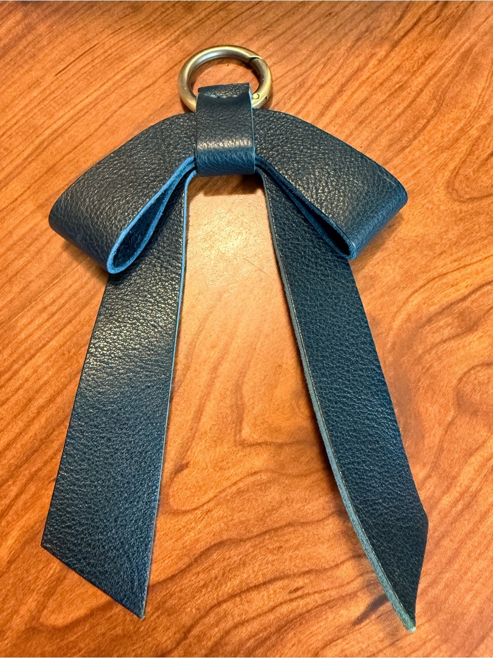Leather Bow Keyring - Dark Teal